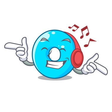 Müzik çizgi film sıfır renk mavi vektör çizim dinleme