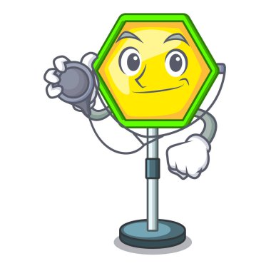 Doktor karakter trafik işaretleri düzenleyici ve uyarı vektör çizim