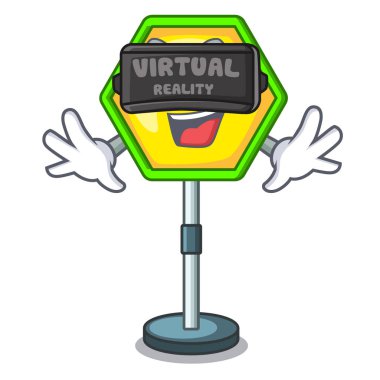 Sanal gerçeklik trafik işareti karikatür vektör çizim üzerinde