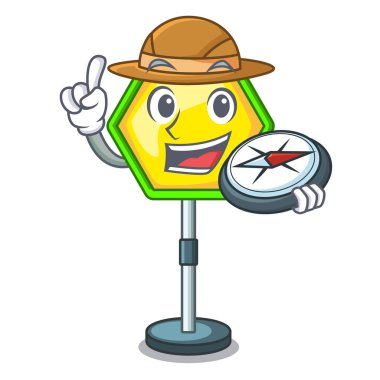 Explorer yol trafik işareti karikatür vektör çizim üzerinde