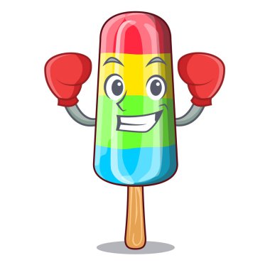 Renkli dondurma boks karikatür vektör çizim üzerinde sopa