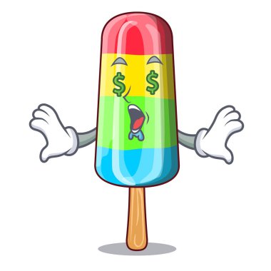 Para göz renkli dondurma çubuğa maskot vektör çizim