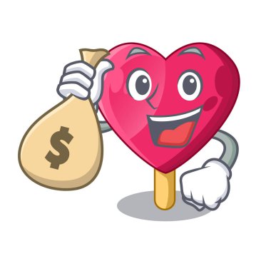 Dondurma karikatür vektör çizim ile para çanta çikolata kalp