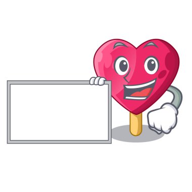 Dondurma karikatür vektör çizim üzerinde kurulu çikolata kalp ile