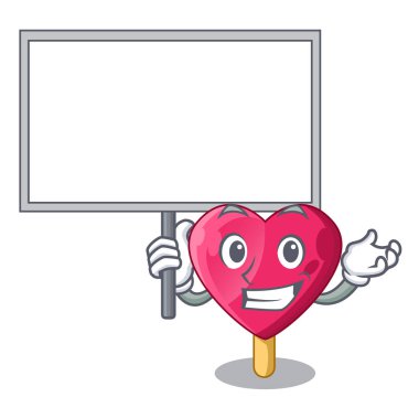 Dondurma karikatür vektör çizim üzerinde kurulu çikolata kalp getirmek