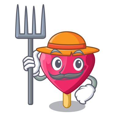 Dondurma karikatür vektör çizim üzerinde çiftçi çikolata kalp