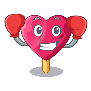 Dondurma karikatür vektör çizim üzerinde çikolata kalp boks