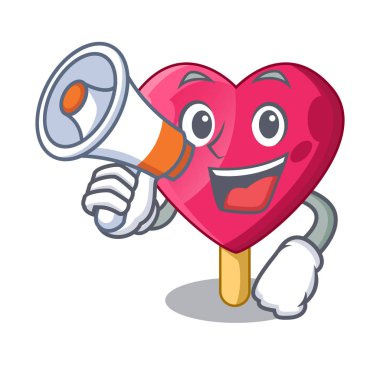 Megafon çikolata kalp ile dondurma karikatür vektör çizim