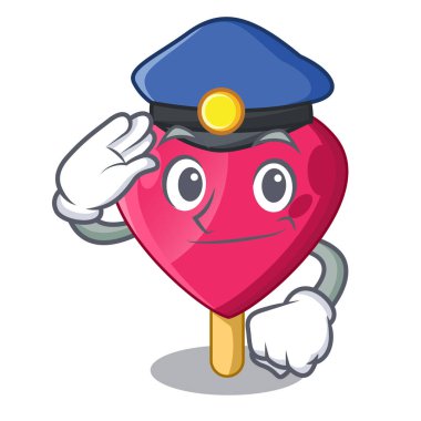 Denizci polis çikolata kalp dondurma karikatür vektör çizim üzerinde