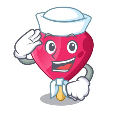 Denizci çikolata kalp dondurma karikatür vektör çizim üzerinde