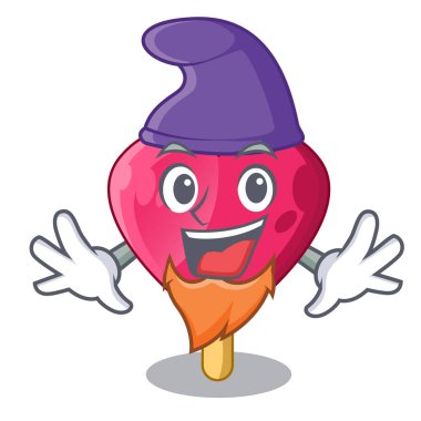 Elf çikolata kalp dondurma karikatür vektör çizim üzerinde