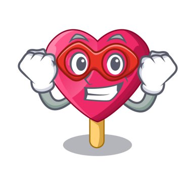 Süper kahraman kalp karakter dondurma şeker vektör çizim