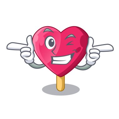 Wink kalp karakter dondurma şeker vektör çizim