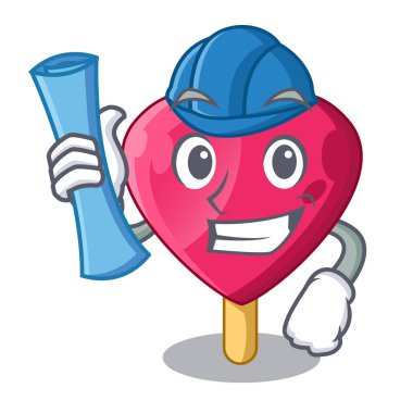 Mimar kalp karakter dondurma şeker vektör çizim