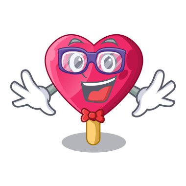 Geek kalp karakter dondurma şeker vektör çizim