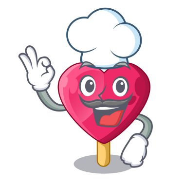 Şef kalp karakter dondurma şeker vektör çizim