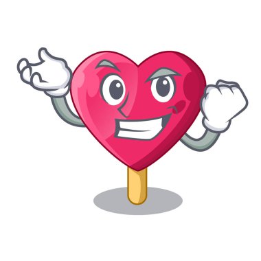 Başarılı kalp karakter dondurma şeker vektör çizim üzerinde