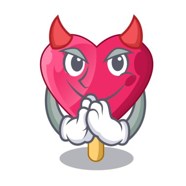 Şeytan Kalp dondurma karikatür vektör çizim şeklinde.