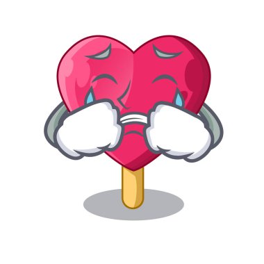 Kalp ağlıyor dondurma karikatür vektör çizim şeklinde