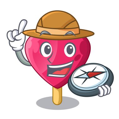 Explorer kalp şeklinde dondurma karikatür vektör çizim