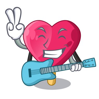 Gitar şeklinde kalp dondurma ile karikatür vektör çizim
