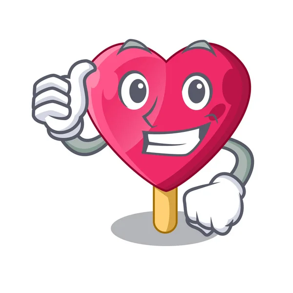 Kciuk Górę Serca Charakter Lody Ilustracji Wektorowych Candy — Wektor stockowy