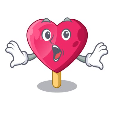 Sürpriz kalp şeklinde dondurma karikatür vektör çizim