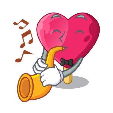 Trompet kalp şeklinde dondurma ile karikatür vektör çizim