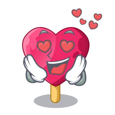 Aşk kalp şeklinde Ice cream karikatür vektör çizim