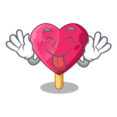 Şekilli kalp dondurma maskot vektör çizim dil
