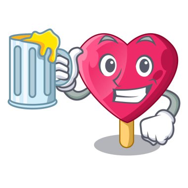 Suyu kalp şeklinde dondurma ile karikatür vektör çizim