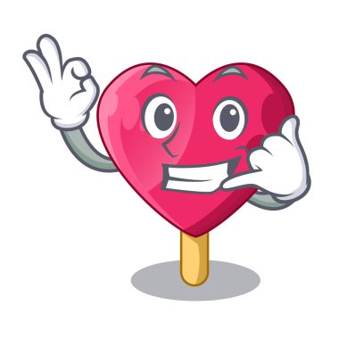 Bana şekilli kalp dondurma maskot vektör çizim de