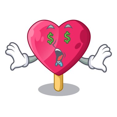 Para göz şekilli kalp dondurma maskot vektör çizim