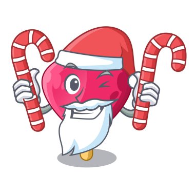 Santa şeker şekilli kalp dondurma maskot vektör çizim ile