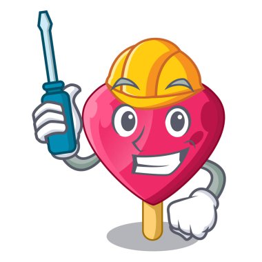 Otomotiv şekilli kalp dondurma maskot vektör çizim