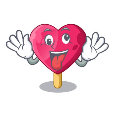 Deli şekilli kalp dondurma maskot vektör çizim