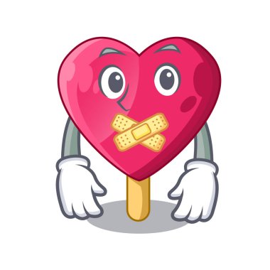 Sessiz şekilli kalp dondurma maskot vektör çizim