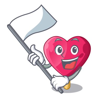 Bayrak şekilli kalp dondurma maskot vektör çizim ile