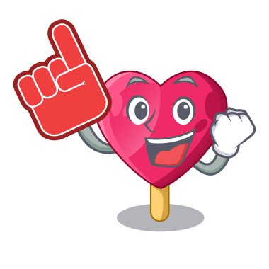 Köpük parmak şekilli kalp dondurma maskot vektör çizim