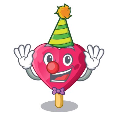 Palyaço şekilli kalp dondurma maskot vektör çizim
