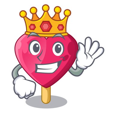 Şekilli kalp dondurma maskot vektör çizim Kral
