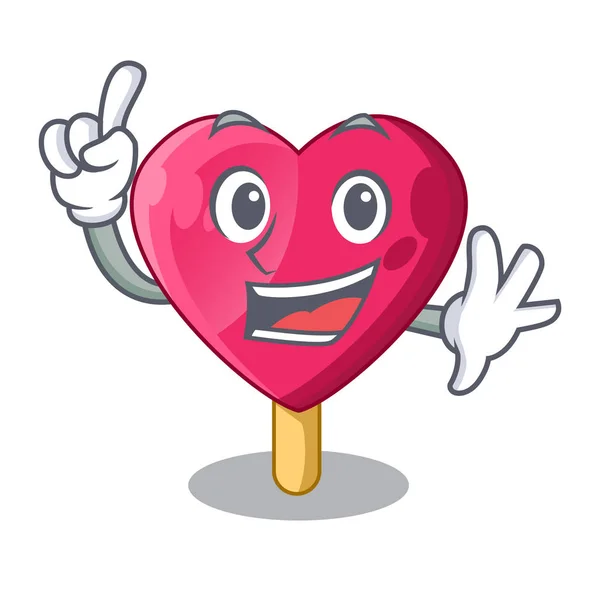Δάχτυλο Την Εικονογράφηση Διάνυσμα Σχήμα Καρδιάς Παγωτό Μασκότ — Διανυσματικό Αρχείο
