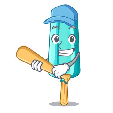 Beyzbol meyve dondurma sopa karikatür vektör çizim üzerinde oynamak.