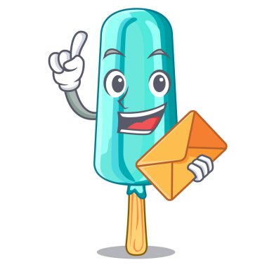 Zarf dondurma ile karakter sana kiraz vektör çizim şeklinde