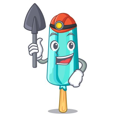 Madenci dondurma sopa karikatür vektör çizim ile şeklinde