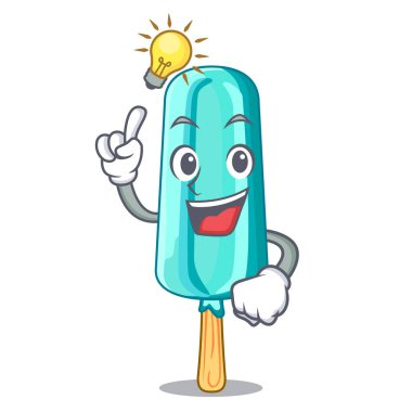 Fikir maskot vektör çizim çubuğa şeklinde dondurma alabilir