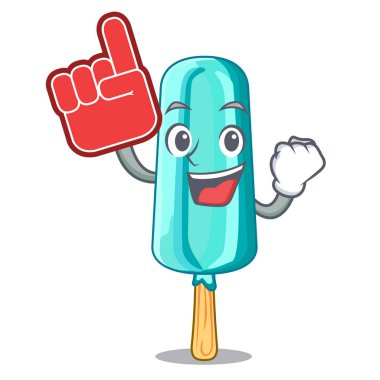 Köpük parmak dondurma maskot vektör çizim çubuğa şeklinde