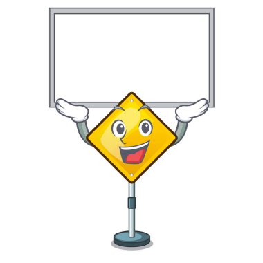 Tahtayı uyarı işareti karikatür vektör çizim üzerinde şeklinde zarar