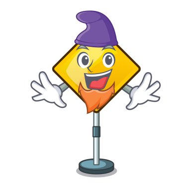 Elf zarar uyarı işareti karikatür vektör çizim üzerinde şeklinde