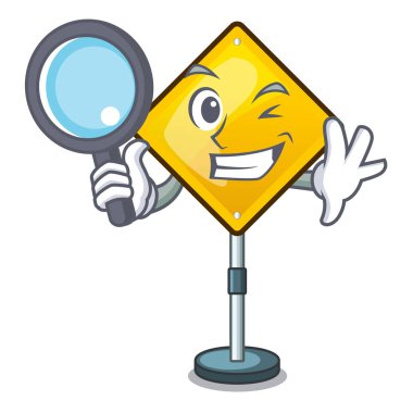 Dedektif uyarı dikkat işareti karakter ünlem işareti vektör çizim şeklinde